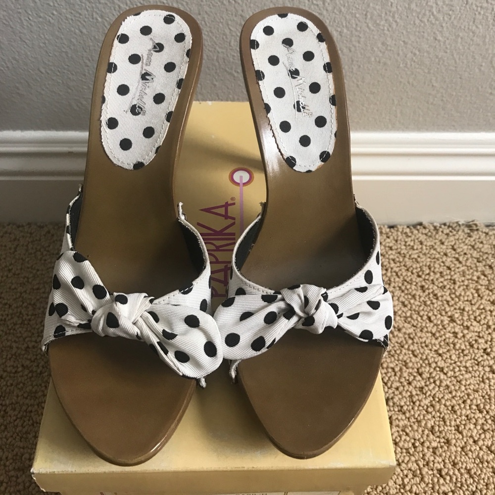Anne Klein Polka Dot Heels - Black and White